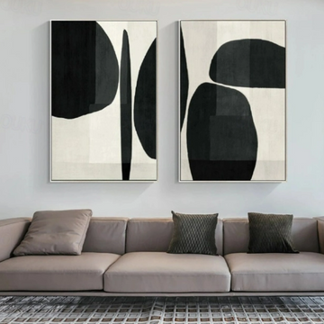 סט אבסטרקטי 2 תמונות - גווני שחור ובז'