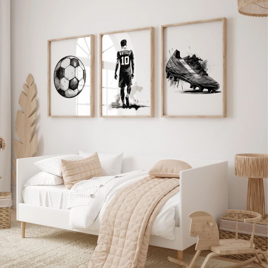 סט 3 תמונות ילדים ונוער - עיצוב כדורגל