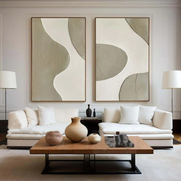 סט אבסטרקטי 2 תמונות - גווני בז'