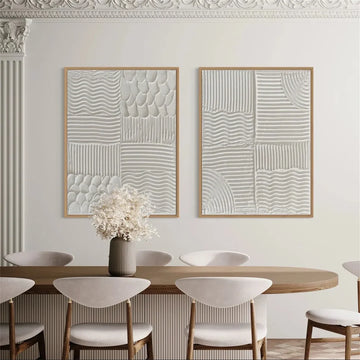 סט מינימלי 2 תמונות - טקסטורה לבנה