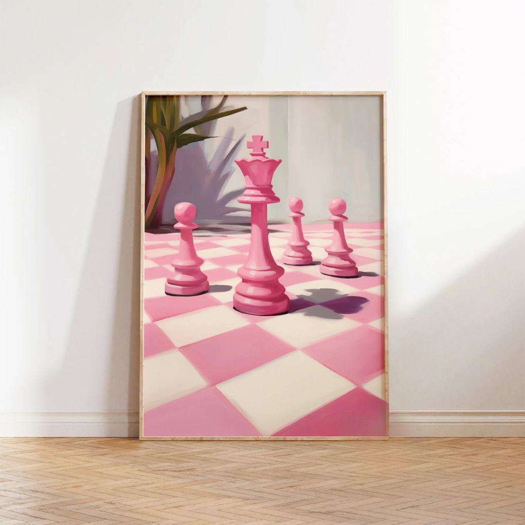 פוסטר ילדים ונוער - סגנון שחמט ורוד