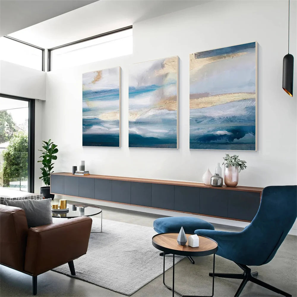 סט ים ושמיים 3 תמונות - ים סוער