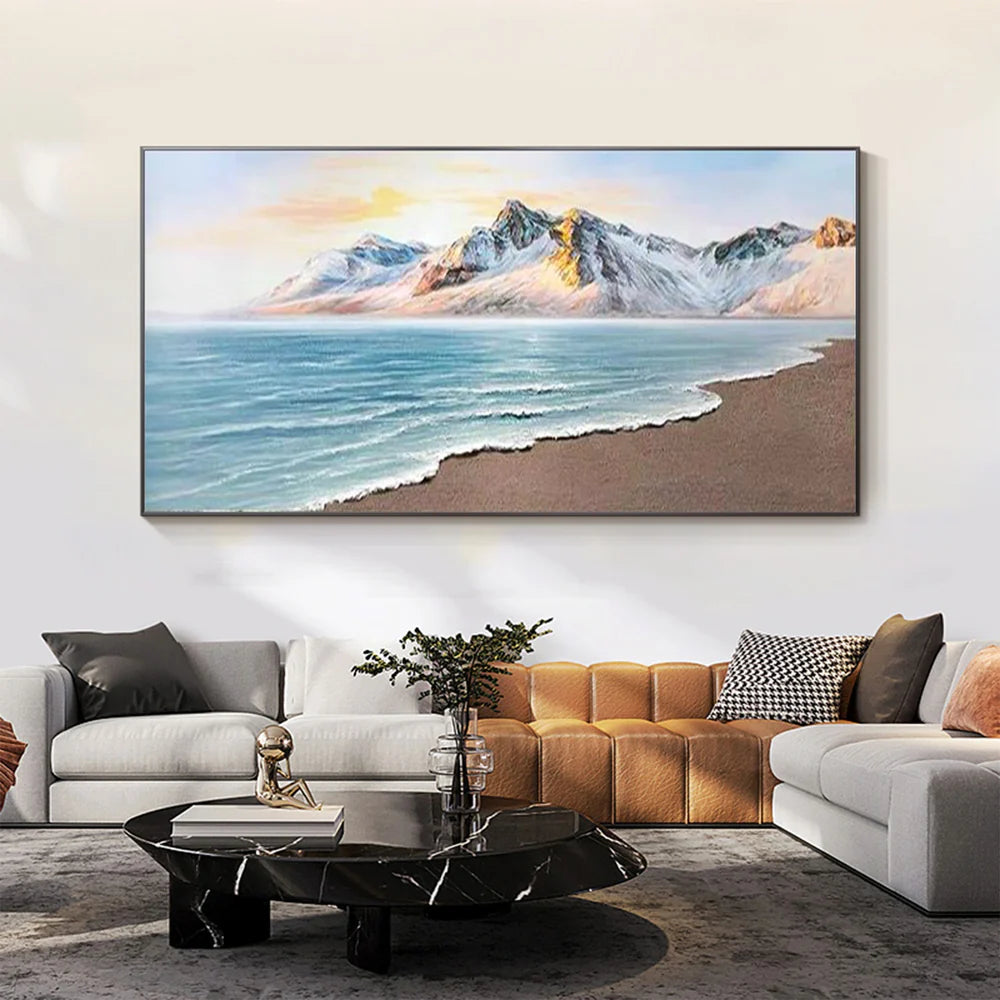 פוסטר וויזואלי - חוף ים והרים