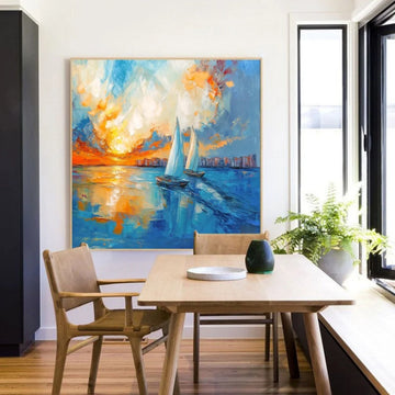 פוסטר ים ושמיים - סירות צמודות בים