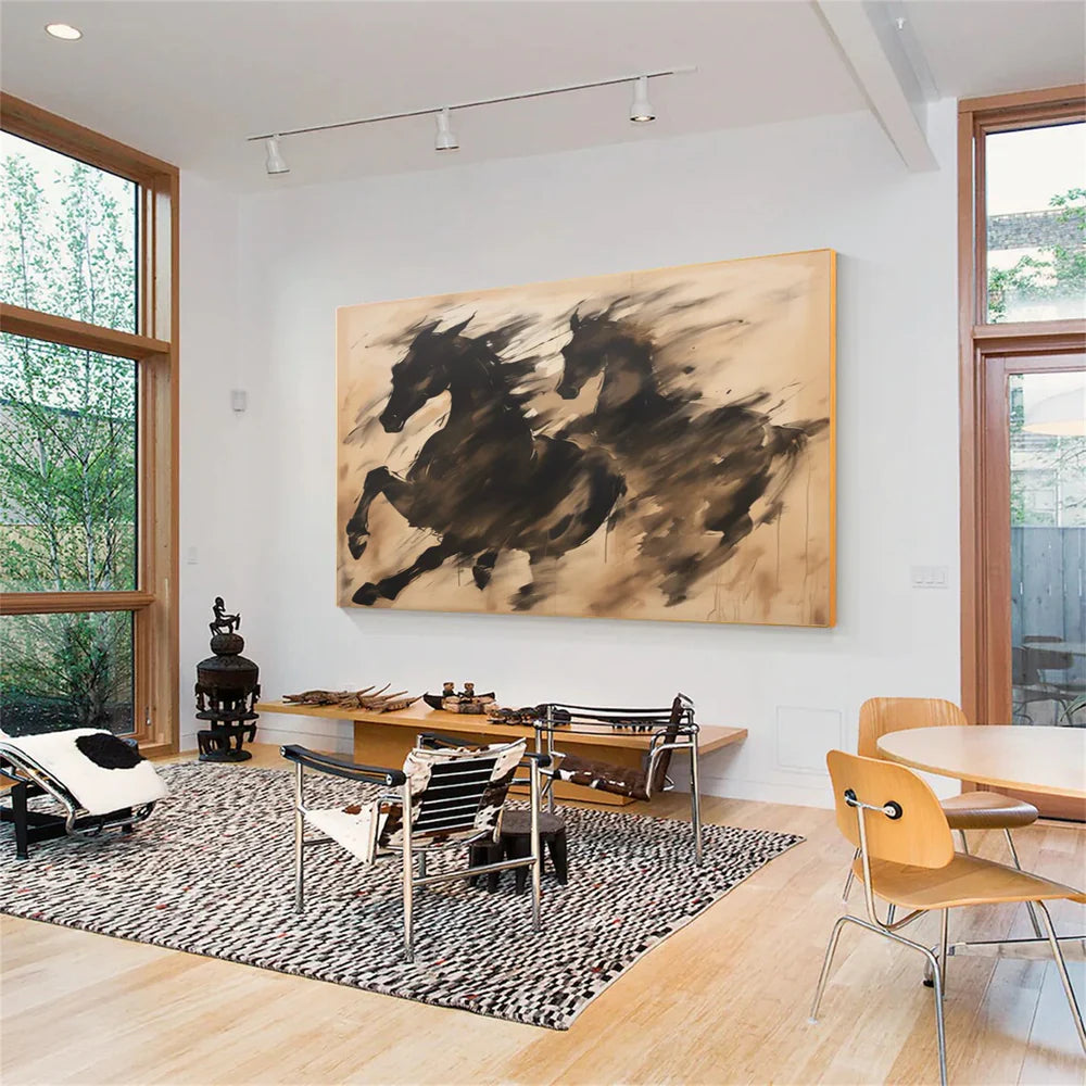 פוסטר אבסטרקטי - סוסים דוהרים