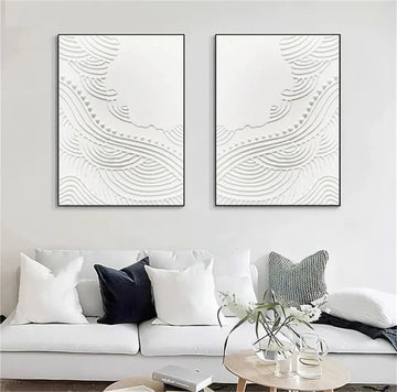 סט מינימלי 2 תמונות - טקסטורה לבנה