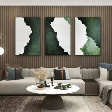 סט ים ושמיים 3 תמונות - ירוק בחלקים