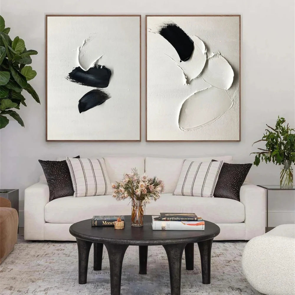 סט של 2 תמונות - לבן שחור