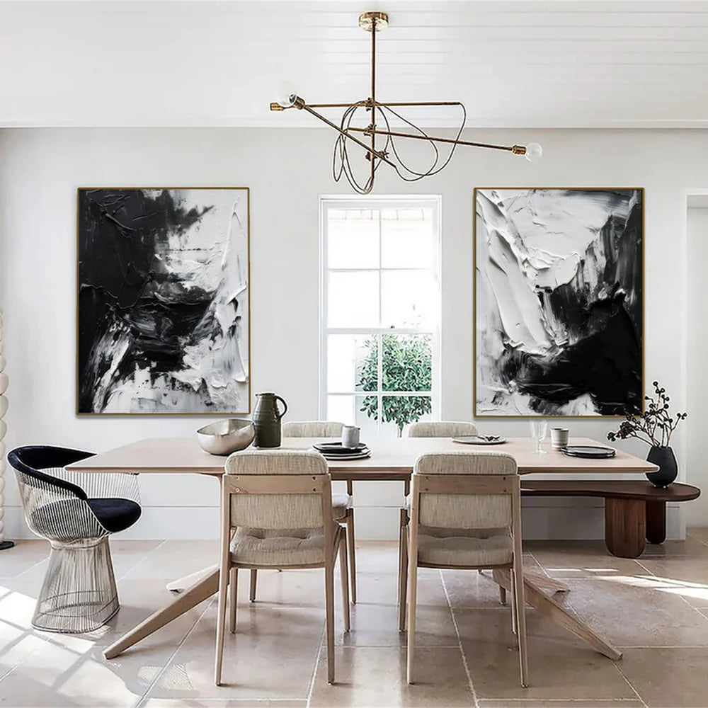 סט מינימלי 2 תמונות - טקסטורה שחור-לבן