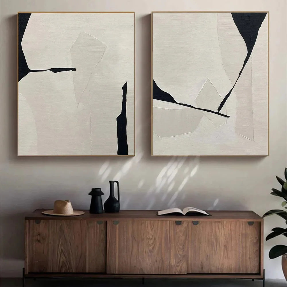 סט אבסטרקטי 2 תמונות - שחור לבן