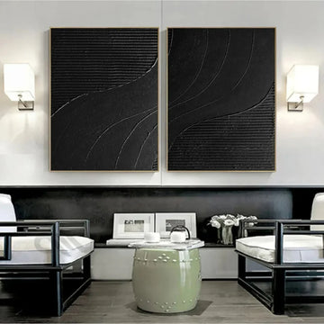 סט מינימלי 2 תמונות - טקסטורה שחורה