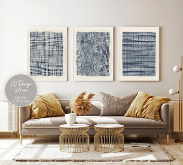 סט אבסטרקטי 3 תמונות - כחול