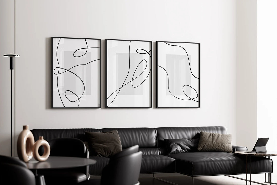 סט אבסטרקטי 3 תמונות - איור קווים