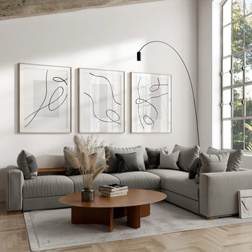 סט אבסטרקטי 3 תמונות - איור קווים