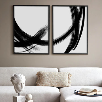 סט אבסטרקטי 2 תמונות - שחור לבן