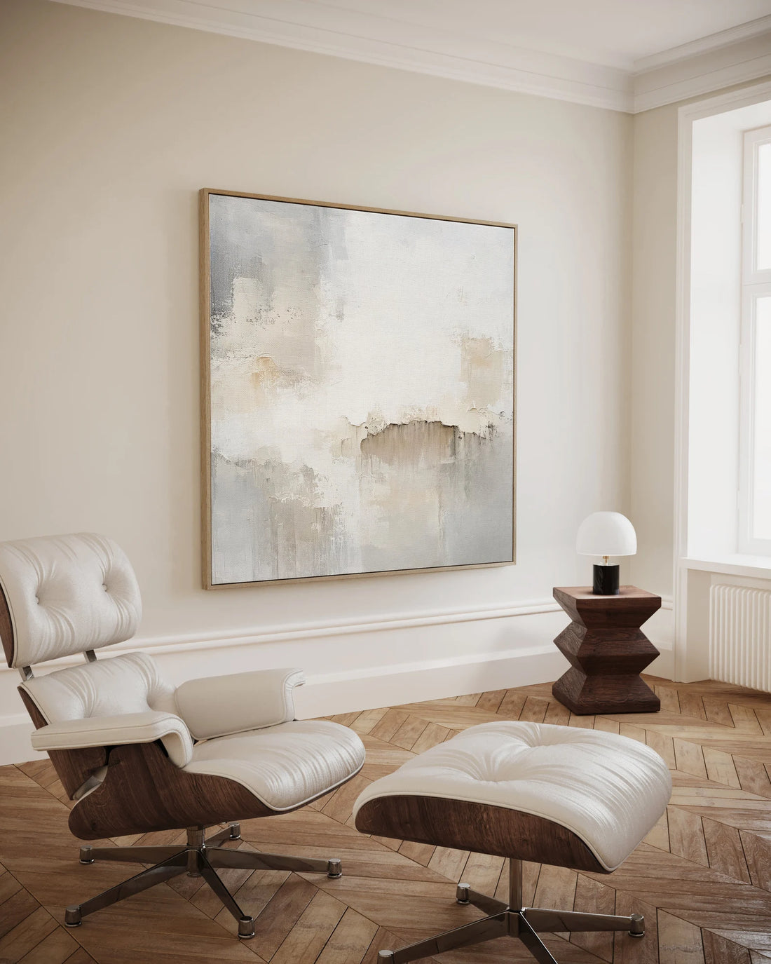 סט אבסטרקטי 2 תמונות - בז' אפור