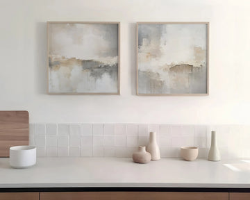 סט אבסטרקטי 2 תמונות - בז' אפור