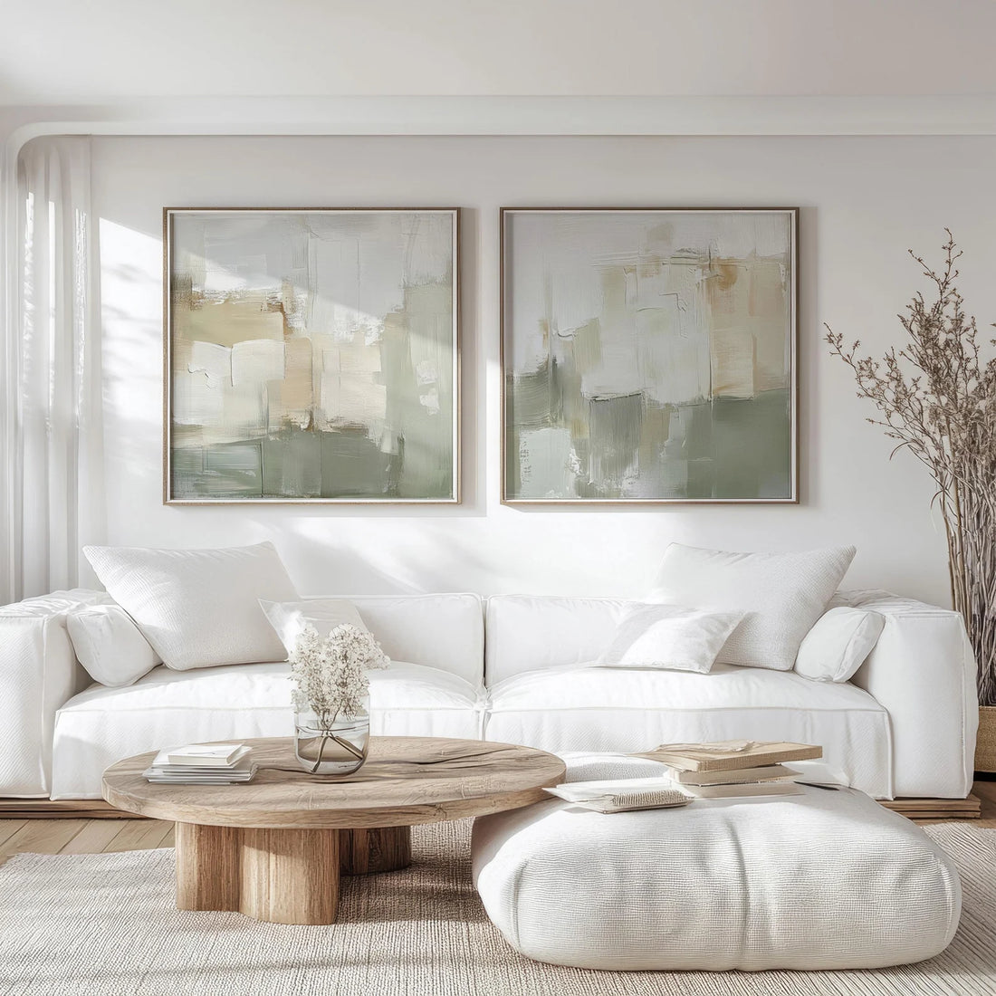 סט אבסטרקטי 2 תמונות - גוונים ירוקים