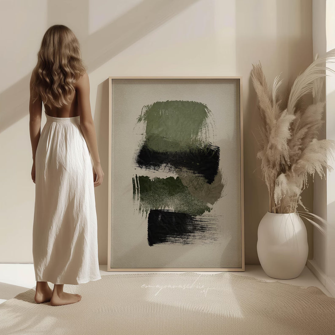 פוסטר אבסטרקטי -ירוק שחור חלוד